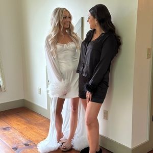 Tulle Trim Chiffon Longline Robe